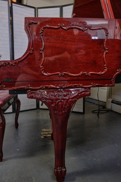 (SOLD) Gorgeous Art Case Samick/Hyundai Player Piano, Red Mahogany, Queen Anne Style