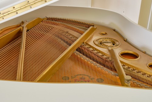 (SOLD) Art Case Knabe Baby Grand Piano, just refinished white with gold trim and accents. excellent.
