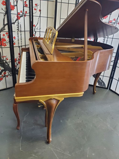(SOLD) Art Case Weber Le Petit Baby Grand Piano Mahogany Queen Anne Style  w/Gold Trim Refurbished April 2022