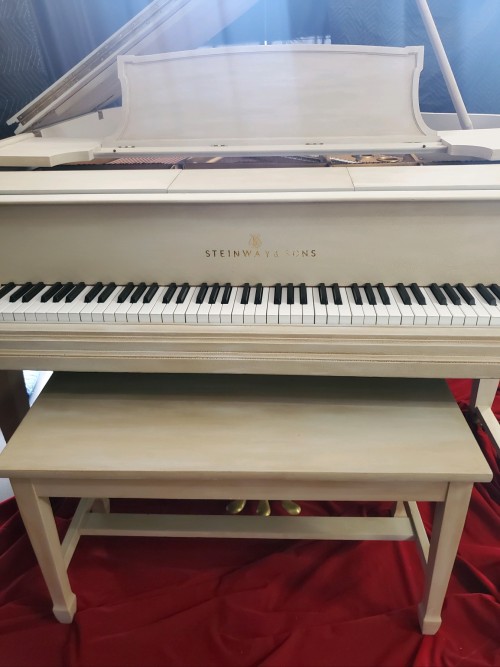 White Sandstone Steinway Grand Piano Model XR 6'2