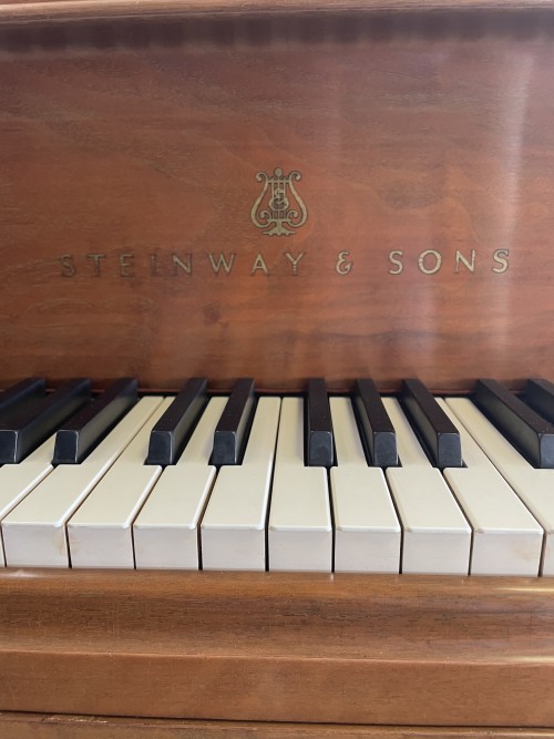 (SOLD)STEINWAY PIANO LOUIS XV STYLE W/GOLD  TRIM 1969 PRISTINE, BEAUTIFUL WALNUT