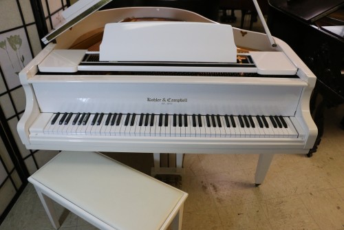 SOLD White Gloss Baby Grand Piano Kohler & Campbell  by Samick 4'8