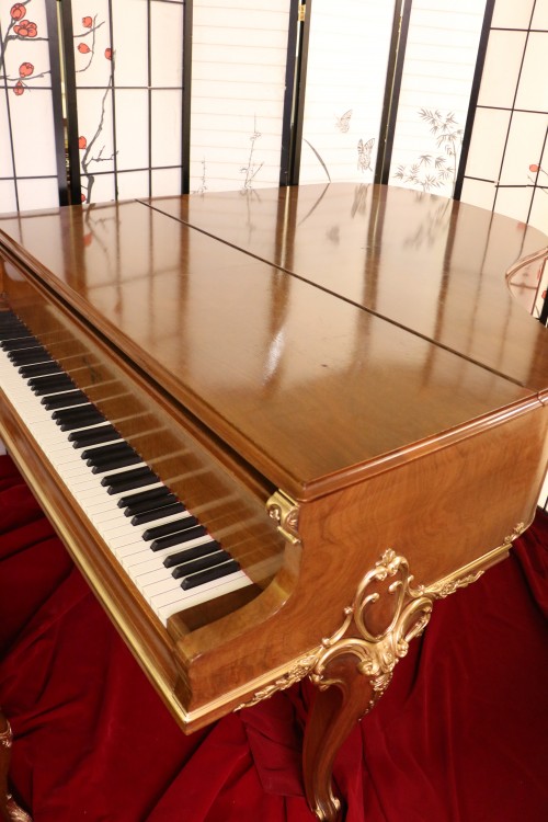 (SOLD-Congratulations Donna & Family) Knabe Piano Baby Grand King Louis XV  Art Case  Gorgeous Walnut Gold Trim