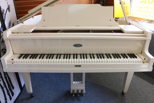 (SOLD)Custom White Gloss/Ivory Baby Grand Piano by Wurlitzer Contemporary Style