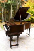 (SOLD Congratulations & Thanks Tina & Eleza) Art Case Weber Baby Grand Piano Mahogany with Walnut Inlaid 